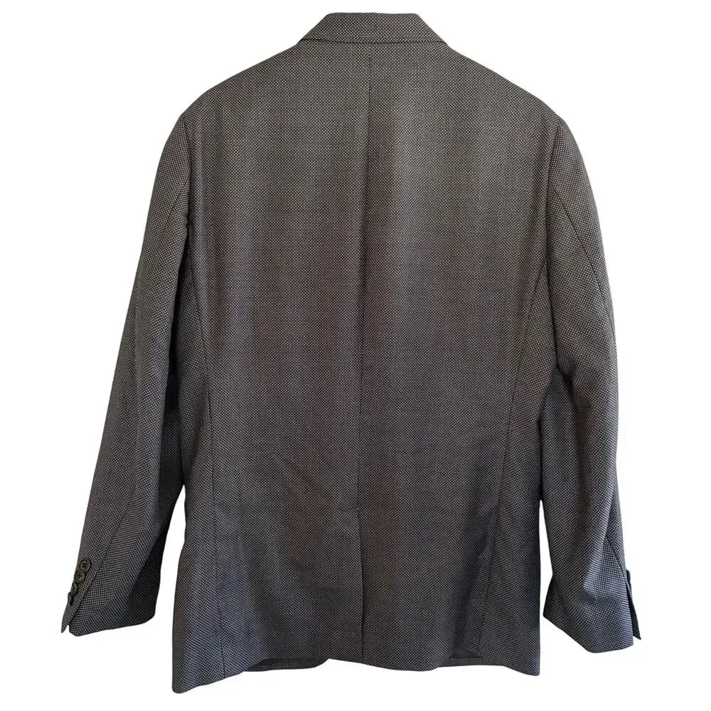 John Varvatos‎ USA Blazer Sport Coat 38R Wool Polka Dot Black Gray Half Lined